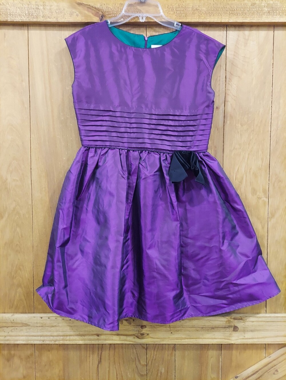 American Girl Purple Party Outfit Sleeveless Black Bow Dress size 16 Retired EUC